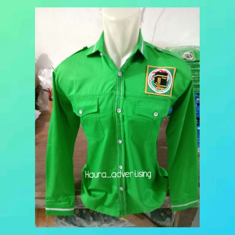 kemeja lengan panjang partai PPP terbaru hijau/ kemeja partai/partai PPP