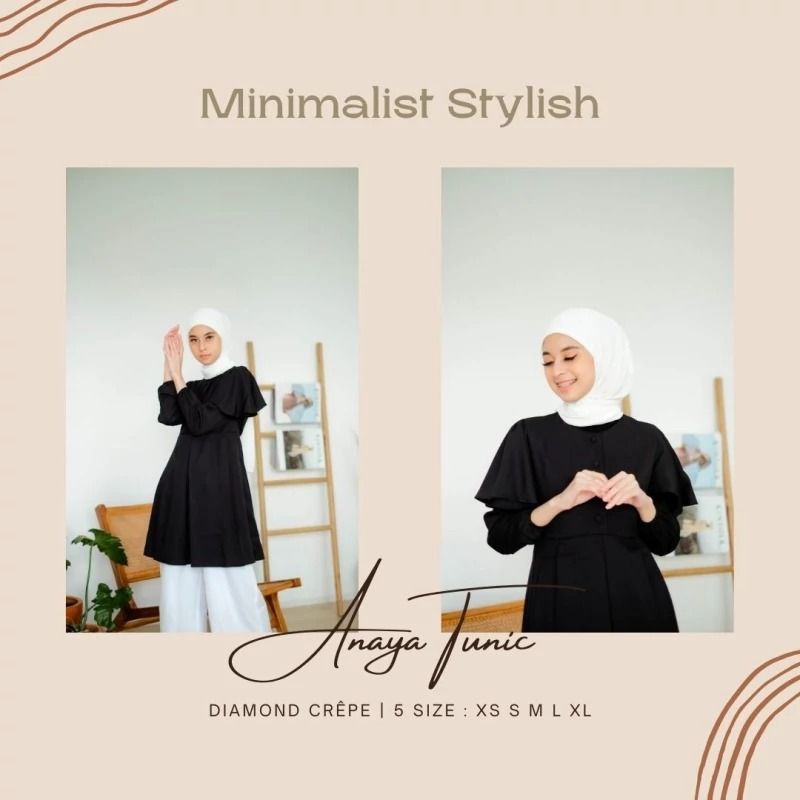 Anaya Tunik Cantik Black &amp; White fashion kekinian tidak pasaran