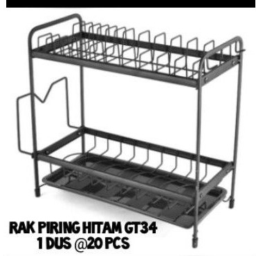 rak piring susun 2 / rak piring baja hitam anti karat import tebal premium