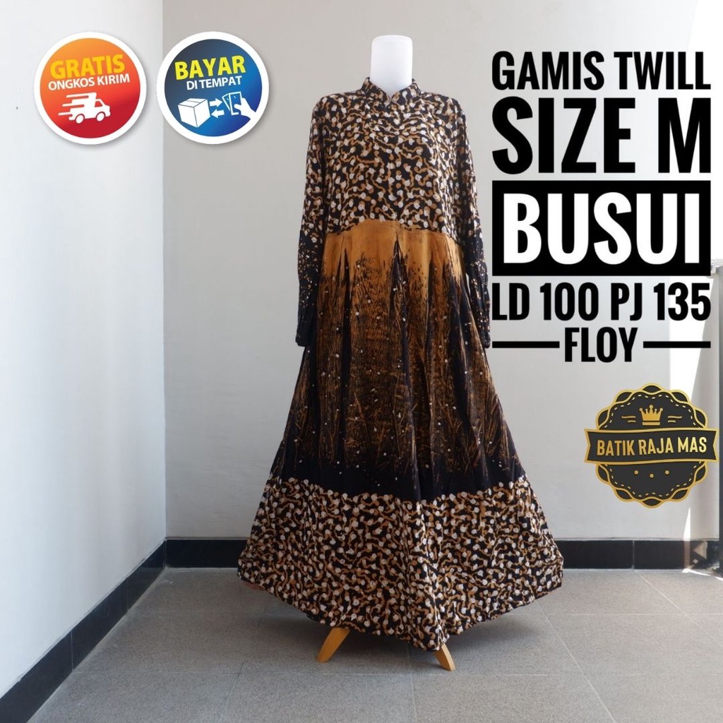 Baju Gamis Dress Wanita Ibu Ibu Kekinian Syari Raya Lebaran Motif Batik Abstrak Busui Friendly Resle