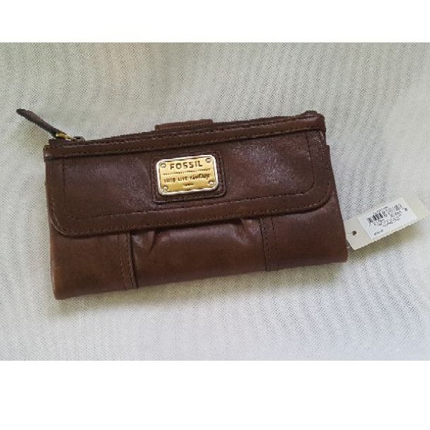 Dompet Fossil Emory espresso long wallet dark brown
