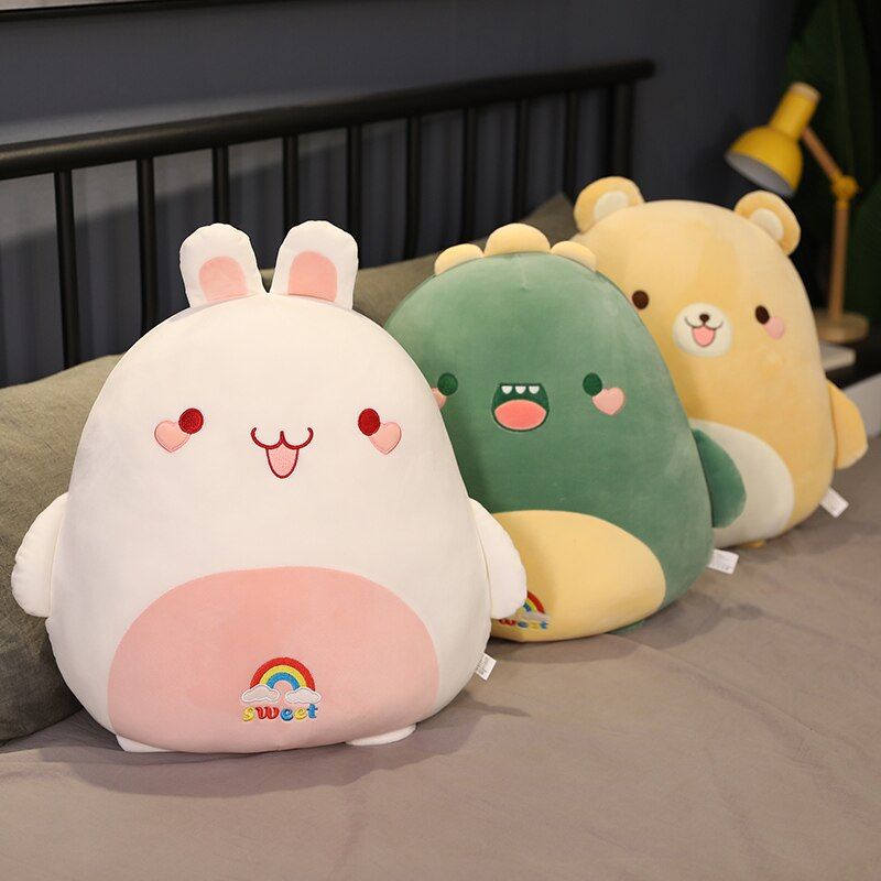 Viral  Bantal Korean Kawaii Tiger Rabbit Penguin Piggy Plush Pillow Toys Soft Stuffed Animal Doll