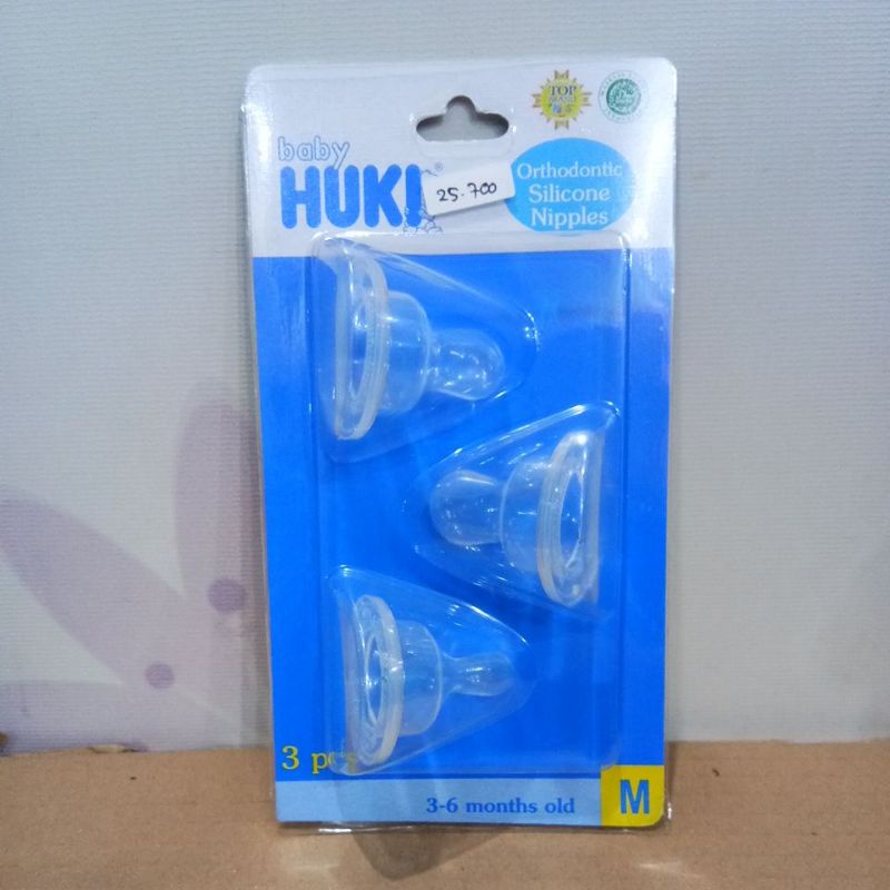 BABY HUKI ORTHODONTIC SILICONE NIPPLE 3PCS S, M, L