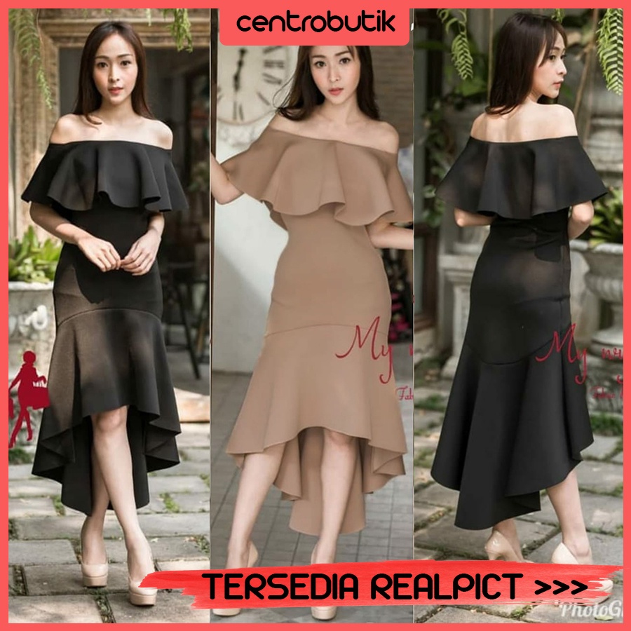 Ielgya Dress Midi Lengan Rumbai Pendek Gaya Clubbing Party Untuk Wanita / 1212 Dress Vero Sabrina