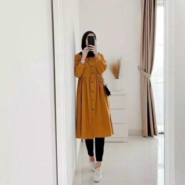 Bisa COD tunik remaja muslim polos kekinian terbaru 2020 katun murah busui kancing depan dzuvia / tu