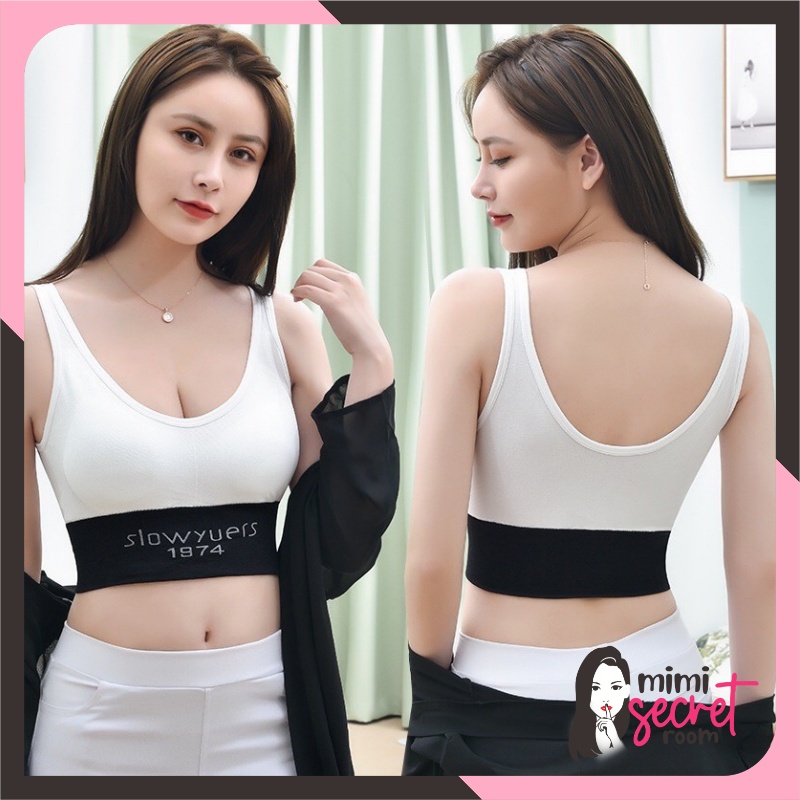 ❤ MIMI ❤ Sport Bra Wanita Tanpa Kawat Bralette Ala Korea Slow Yuers 1974 Sport Bra Push Up