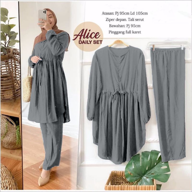 ALICE DAILY SET STELAN CELANA MURAH FIT TO L MUAT SAMPAI XL