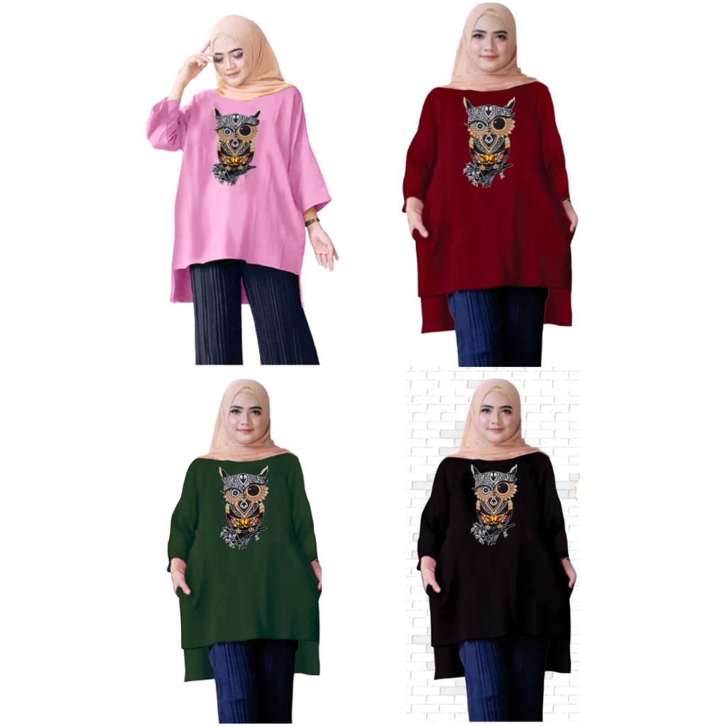 Tunik Jumbo OWL Burung Hantu 03 / Atasan Wanita XL,XXL