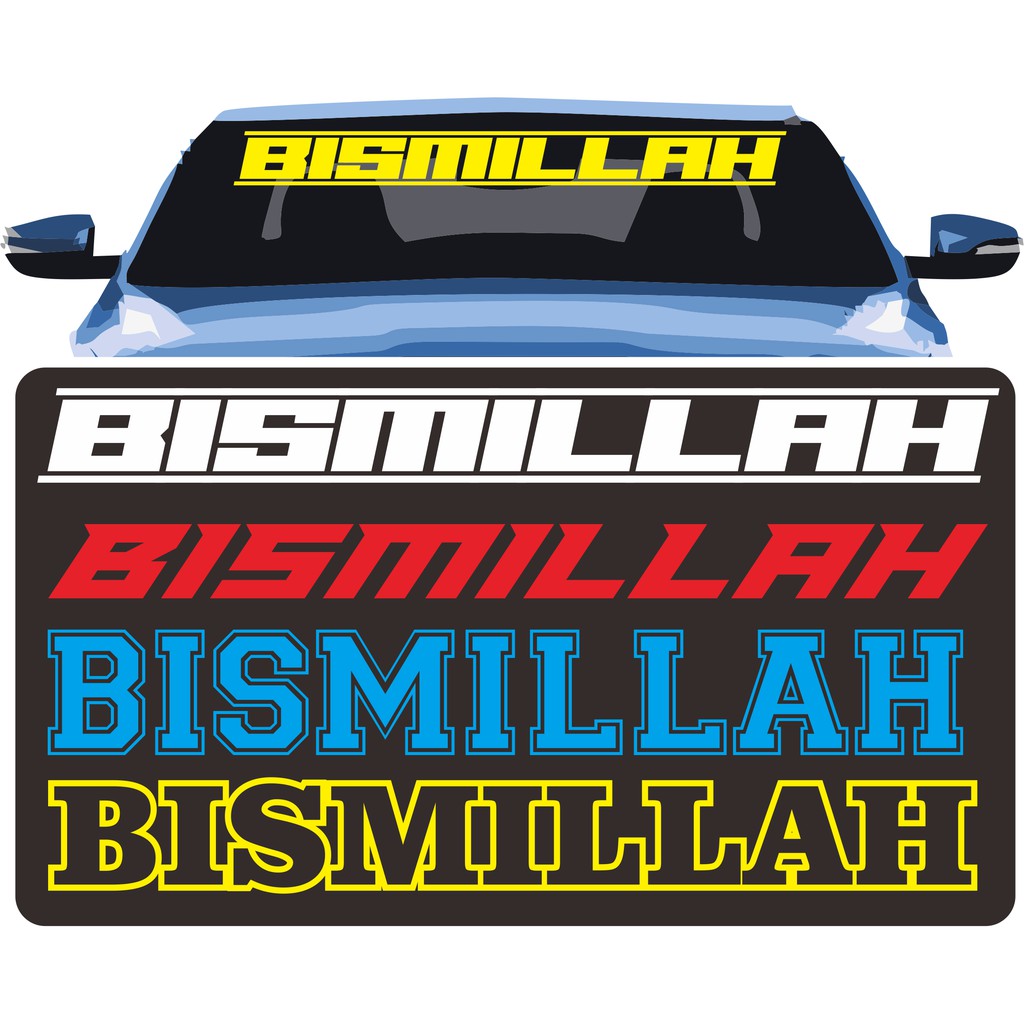 Stiker Cutting Sticker Bismillah Basmalah Kaca Depan Mobil Truk Canter Isuzu  Custom