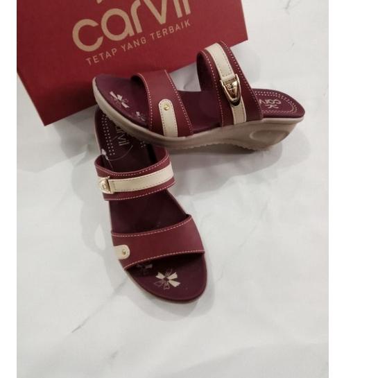 Bagus Banget.. Sendal wanita merek carvil original/sendal heels wanita maroon/sendal original