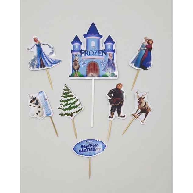 SET TOPPER HAPPY BIRTHDAY ANIMASI FROZEN TUSUK PICK TOPPER