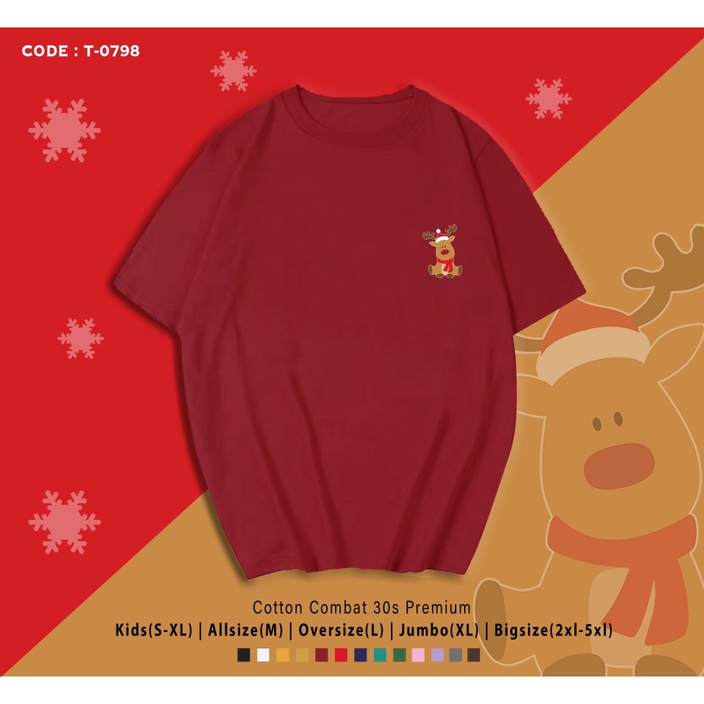 FREE CUSTOM NAMA - KADO NATAL UNISEX / GAMBAR DEER XMAS / CHRISTMAS GIFT/ CUSTOM TEE