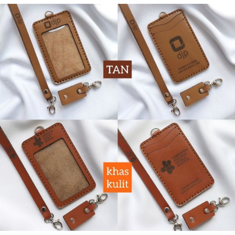 

gantungan id card nametag holder kulit