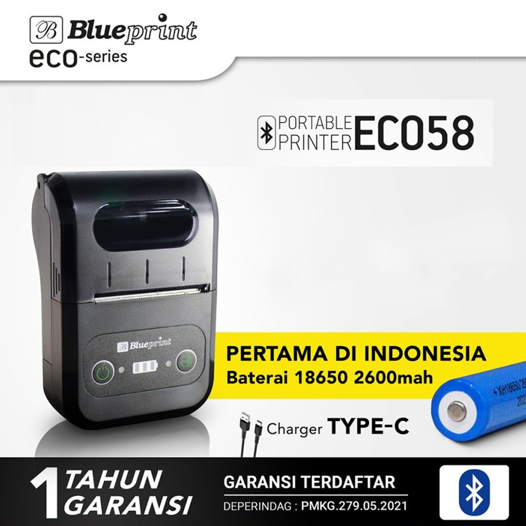 Printer thermal blueprint eco Usb bluetooth 58mm label barcode PPOB Pos kasir receipt bill bp-eco58 58