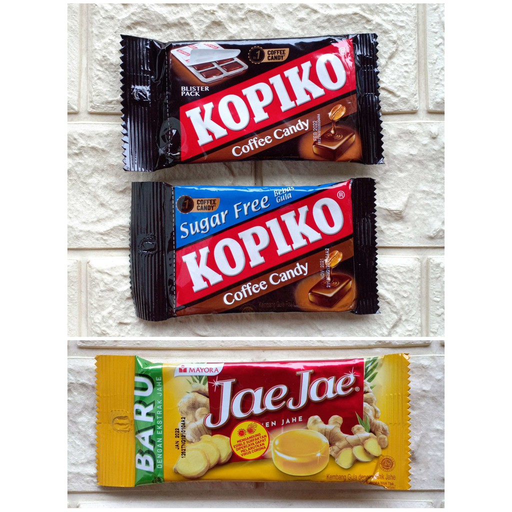 Mayora Kopiko Coffee Candy Sugar Free Bebas Gula Jae Jae Permen Kopi Jahe Blister Pack 32gr 24gr 32