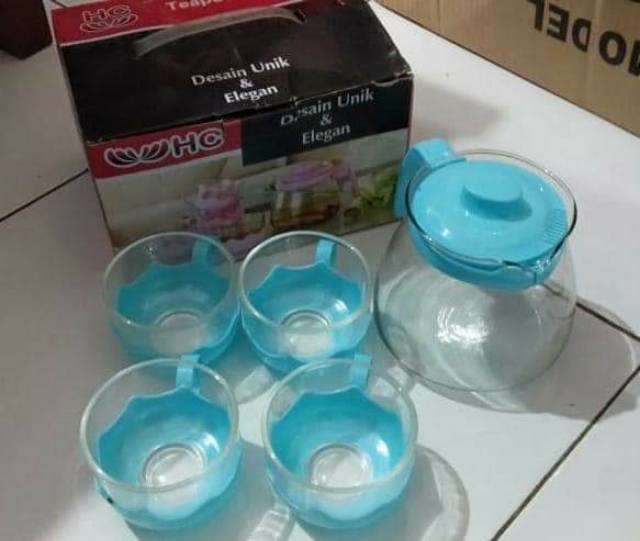 Tea pot set gelas kaca