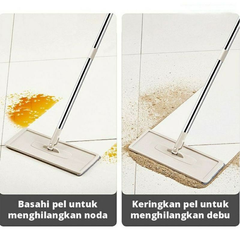 Alat Pel Lantai Praktis Ultra Flat Mop Briny Super Pembersih Ember 2 Sekat Dry Wash Magic Microfiber Otomatis