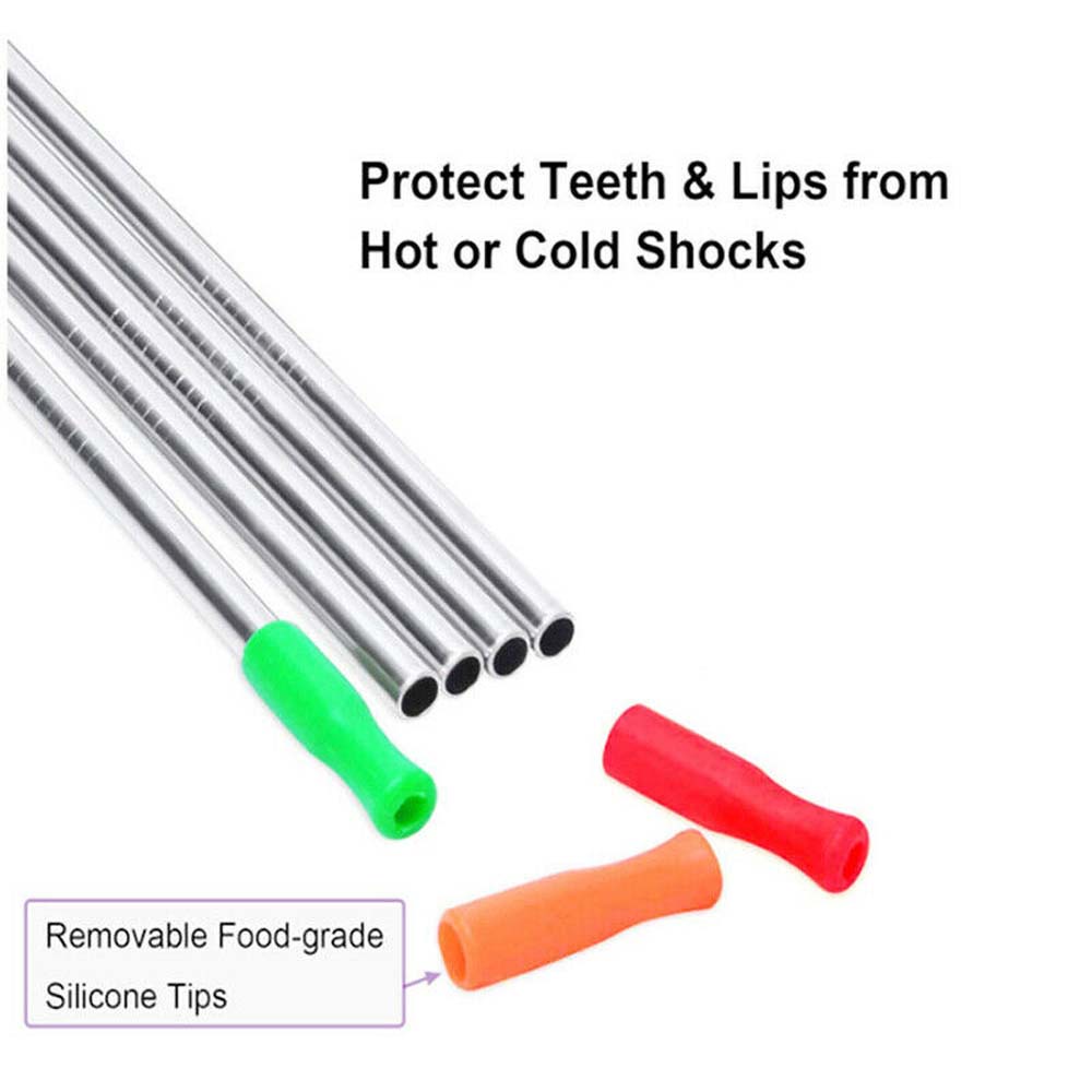 ELEGANT Reusable Straw Tip Anti Burn Bar Tool Teeth Protector Prevent Scald Fit for 6mm Wide Stainless Steel Straws Straw Cover Silicone No Rattle Supplies Party Accessories