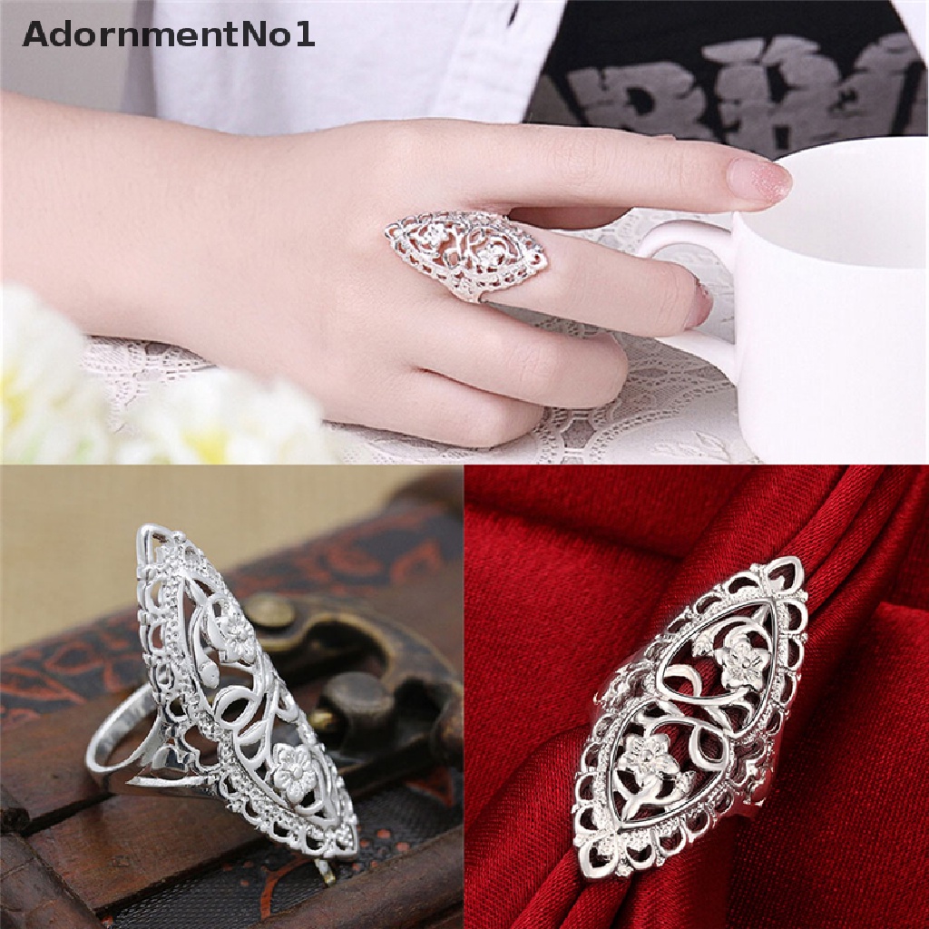 (AdornmentNo1) Cincin Sterling Silver 925 Model Hollow Besar Untuk Wanita