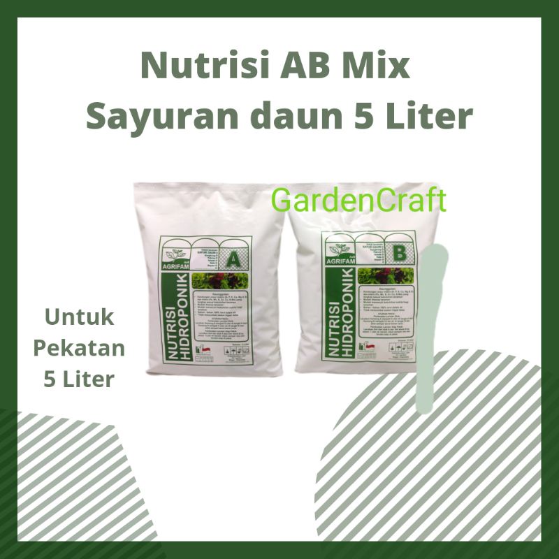 Nutrisi Hidroponik AB Mix  Sayuran Daun 5 Liter
