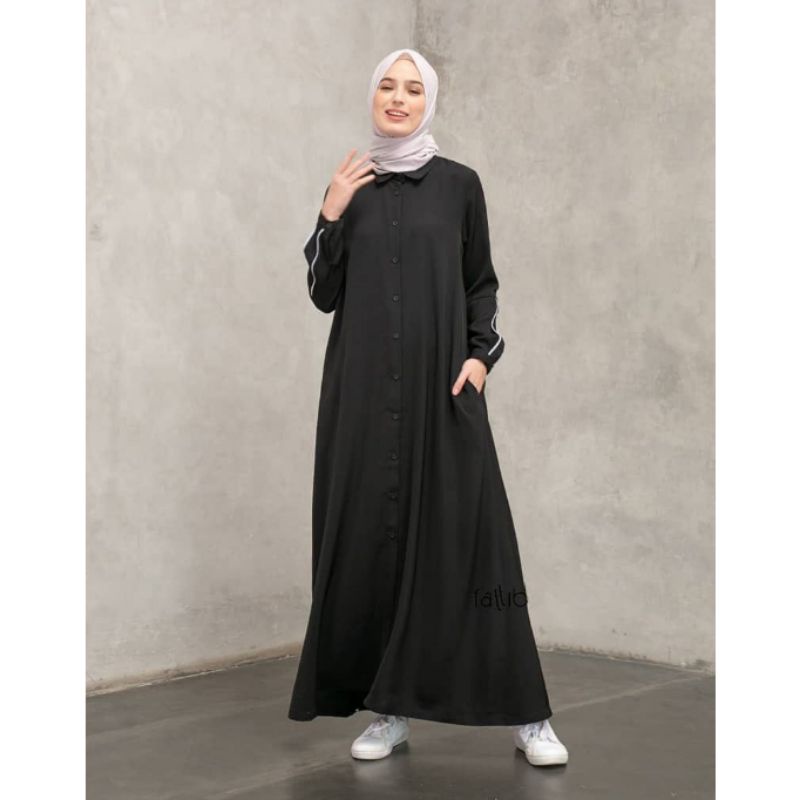 Abaya Saudi Abaya List Kancing / Gamis Hitam / Dress Hitam / Gamis Arab / Abaya Arab