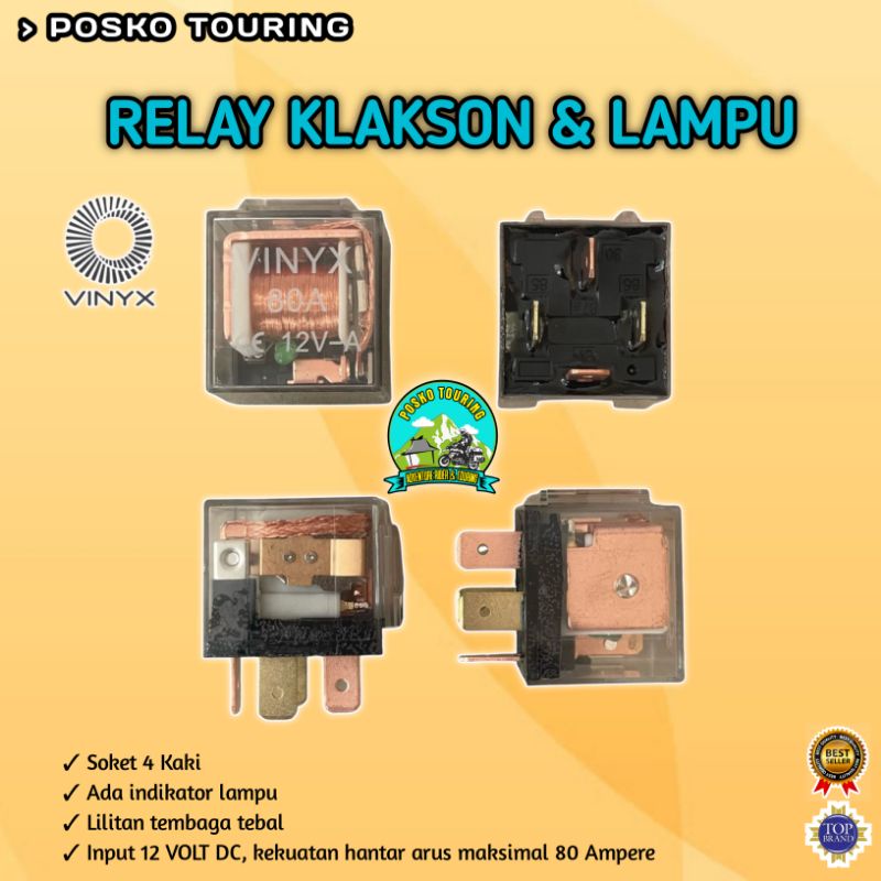Relay Klakson Lampu Tembak Sorot LED Motor Mobil 4 Kaki