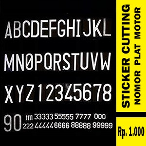 STIKER - STICKER CUTTING ABJAD HURUF ANGKA NOMOR PLAT MOTOR - STIKER MANTUL CAHAYA - im.store1911