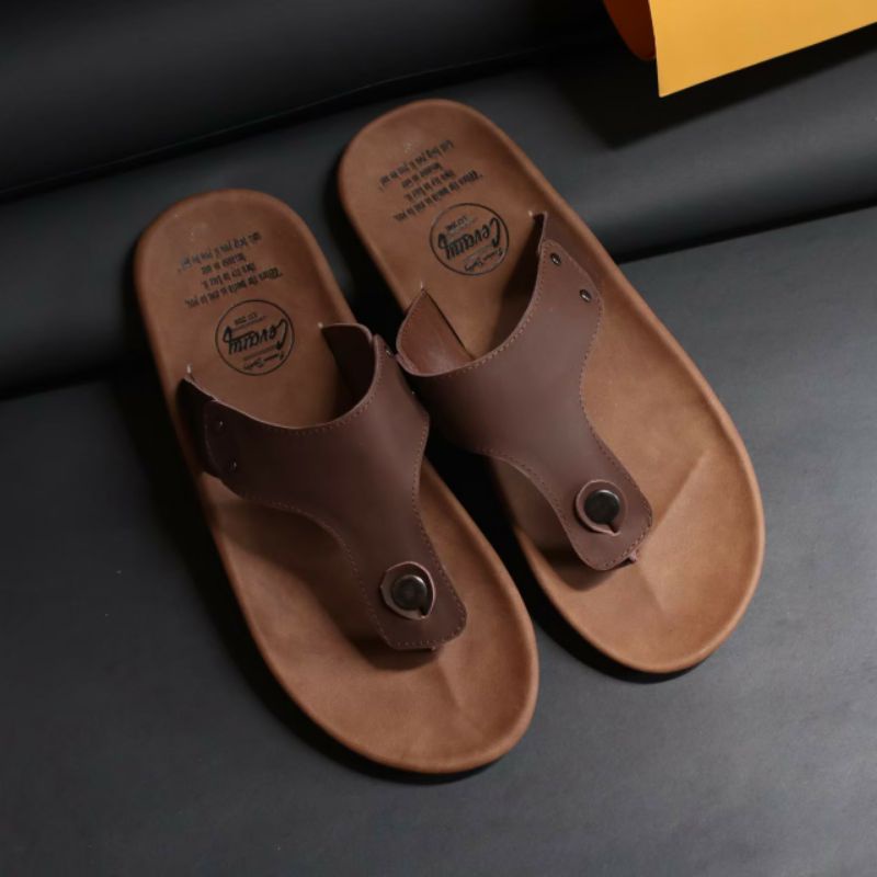 CLOVER | Sandal Kulit Pria Sendal Jepit Klasik Kasual Santai Fashion