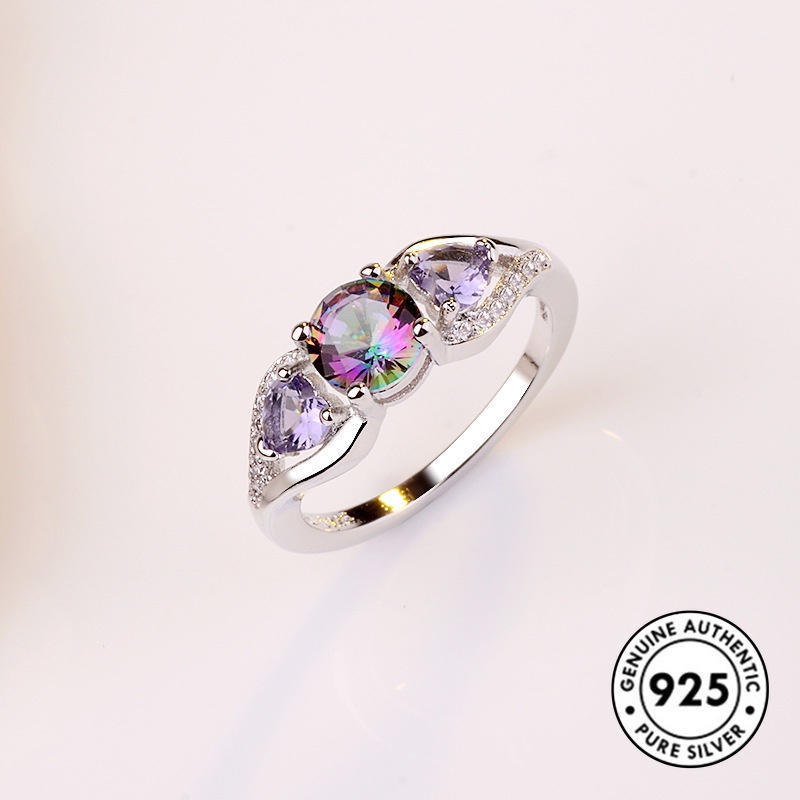 Cincin S925 Silver Warna Pelangi