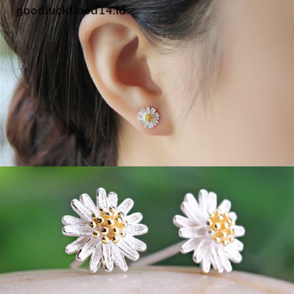 [OOID] Fashion Jewelry 925 Sterling Silver Chrysanthemum Daisy Shape Ear Stud Earrings ID