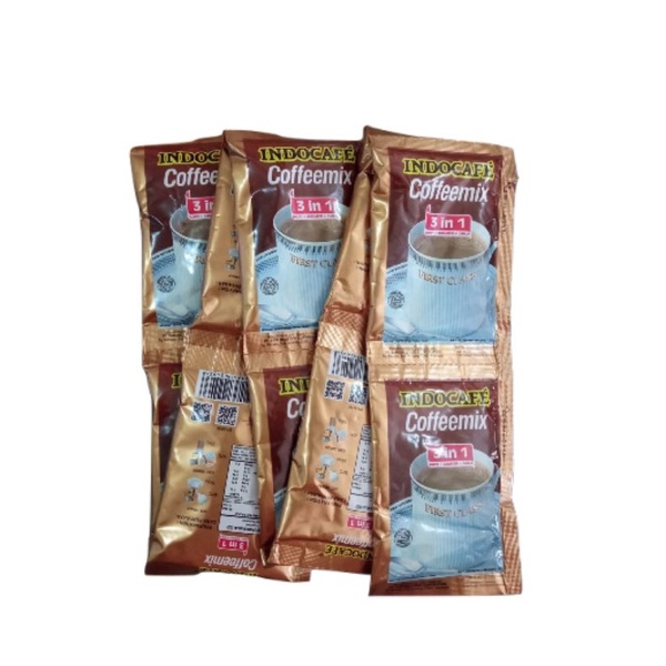 

Indocafe coffeemix 3 in 1, kopi+krimer+gula 1 renceng isi 10 pcsx20gram