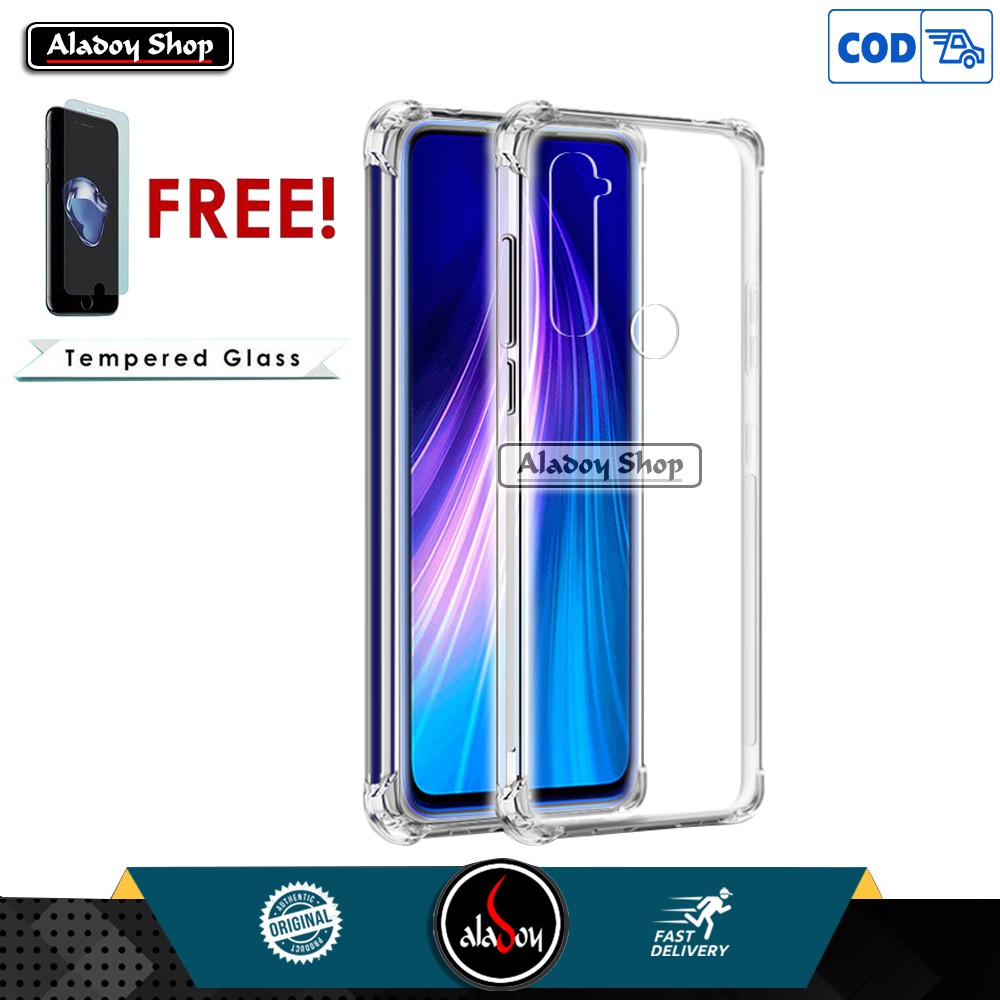 PROMO Case Free Tempered Glass Clear XIAOMI REDMI NOTE 8 Anticrack Shockproof Premium Softcase