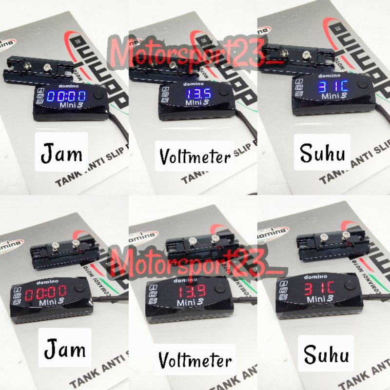 Voltmeter digital aki Voltmeter mini 3/ 3 in 1 Voltmeter suhu jam Domino Universal