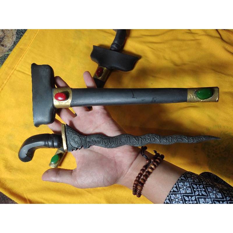 pusaka antik keris permata ladrang jumbo hitam, keris melayu rajah, patrem tauhid (COD) keris eluk 9