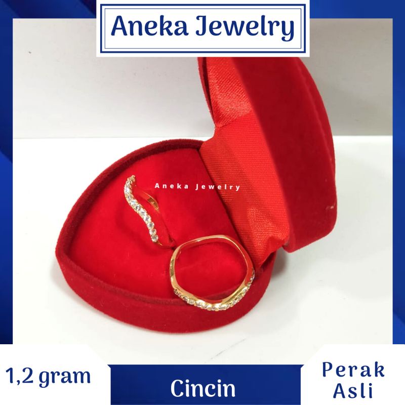 Cincin Gelombang Mata2, Perak 925, Lapis Emas Rosegold