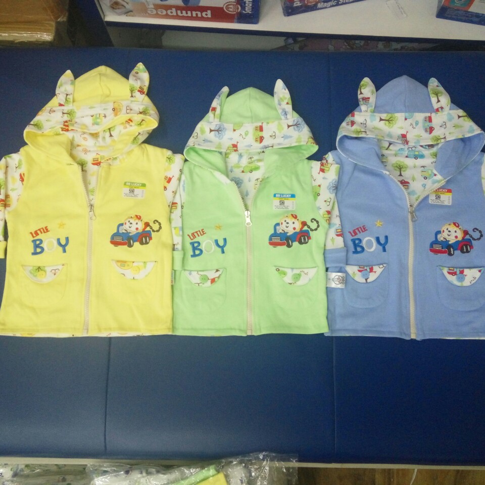 Jaket anak motif  baby lucky bolak balik bordir size S.M.L.468