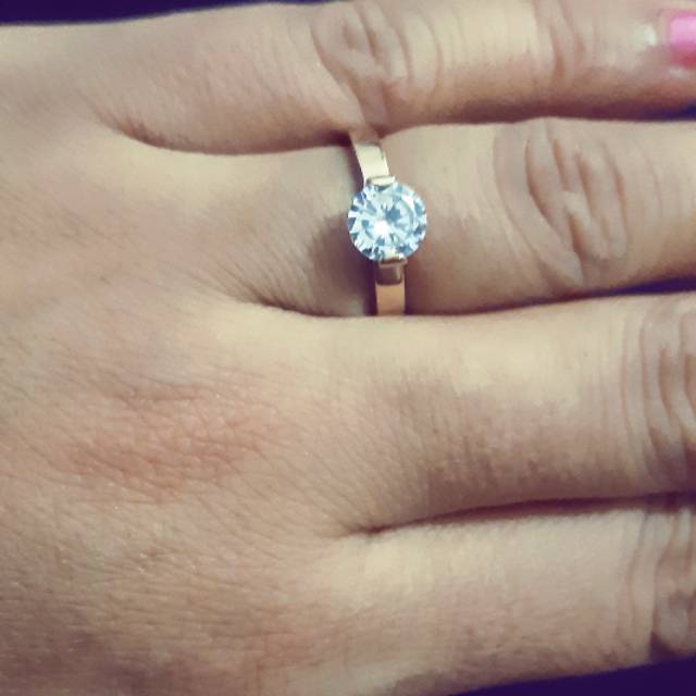 Cincin Titanium mata gold dan silver 100% anti karat dan anti luntur