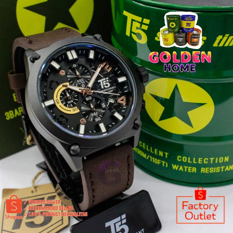 JAM T5 PRIA T5 ORIGINAL 100% 3479 H3479 H3479G CHRONOGRAPH TAHAN AIR 3ATM BERGARANSI FREE TIN BOX + 