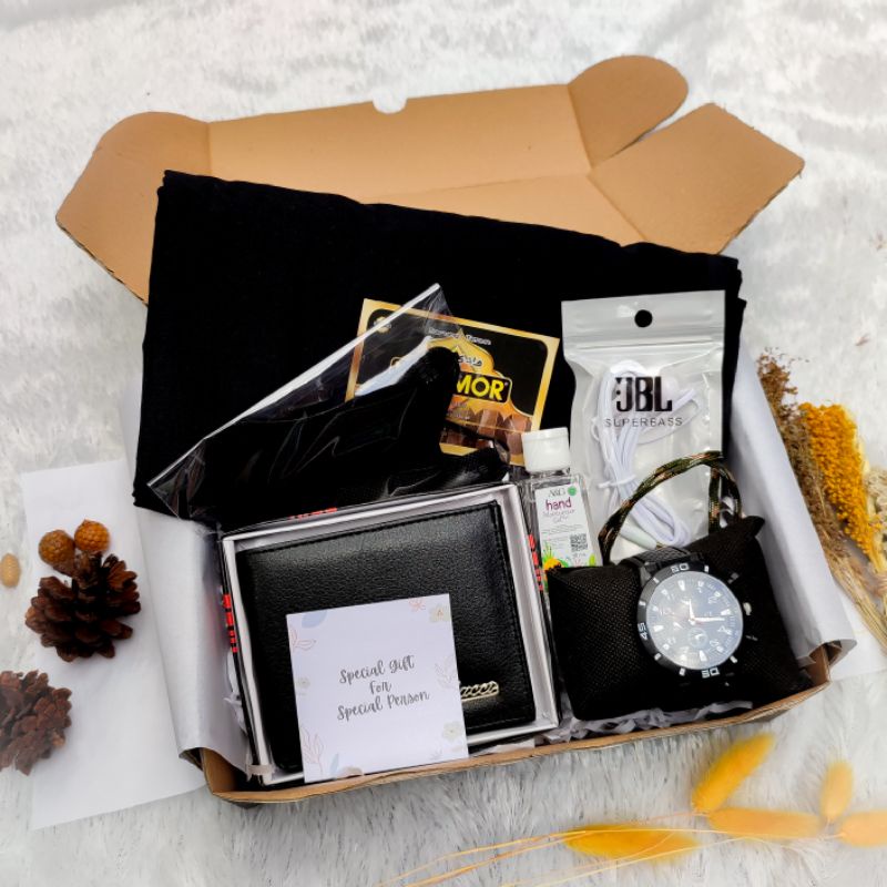 Hampers Cowok Murah Kado Jam Tangan Sarung Pria Dewasa Giftbox Mewah Hadiah OOTD Pria Exlusif