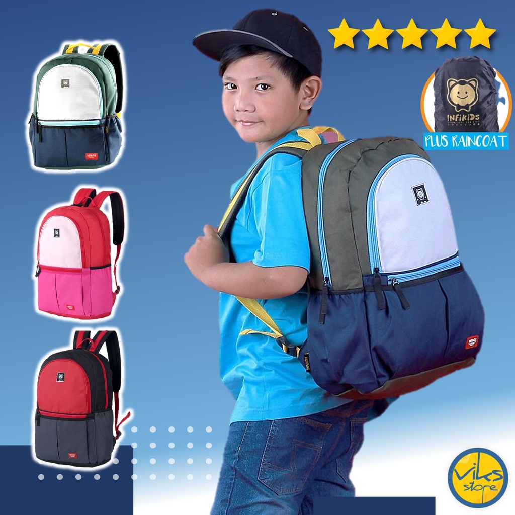 Tas Ransel Anak Sekolah Dasar Backpack Anak Laki-Laki Perempuan TK SD Multifungsi Infikids Original Anti Air