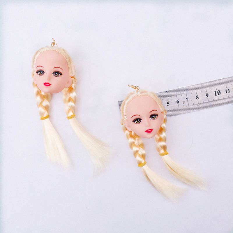 SIY  Creative Yellow Hair Doll Head Toy Drop Earrings Fashion Jewelry for Women Girls