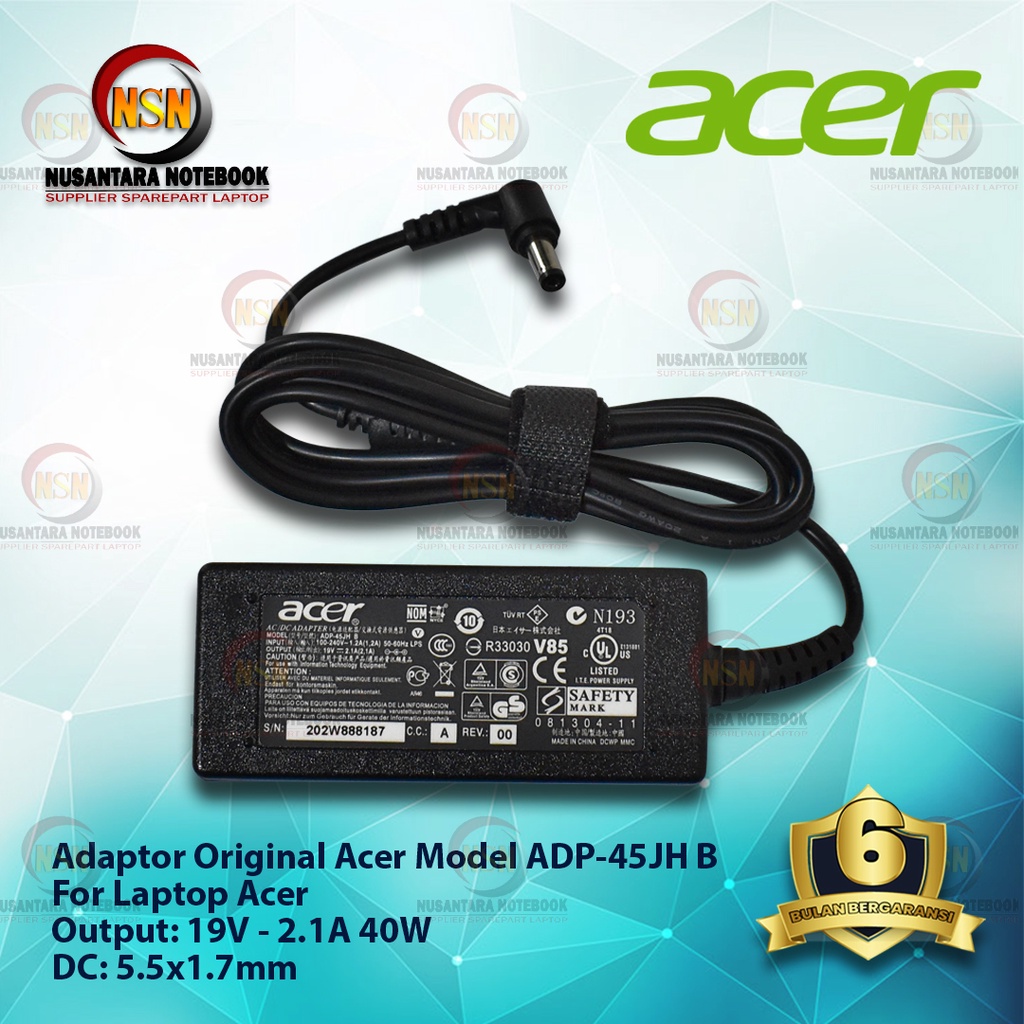 Adaptor Charger Laptop Acer 19V-2.1A 40W DC 5.5 X 1.7mm