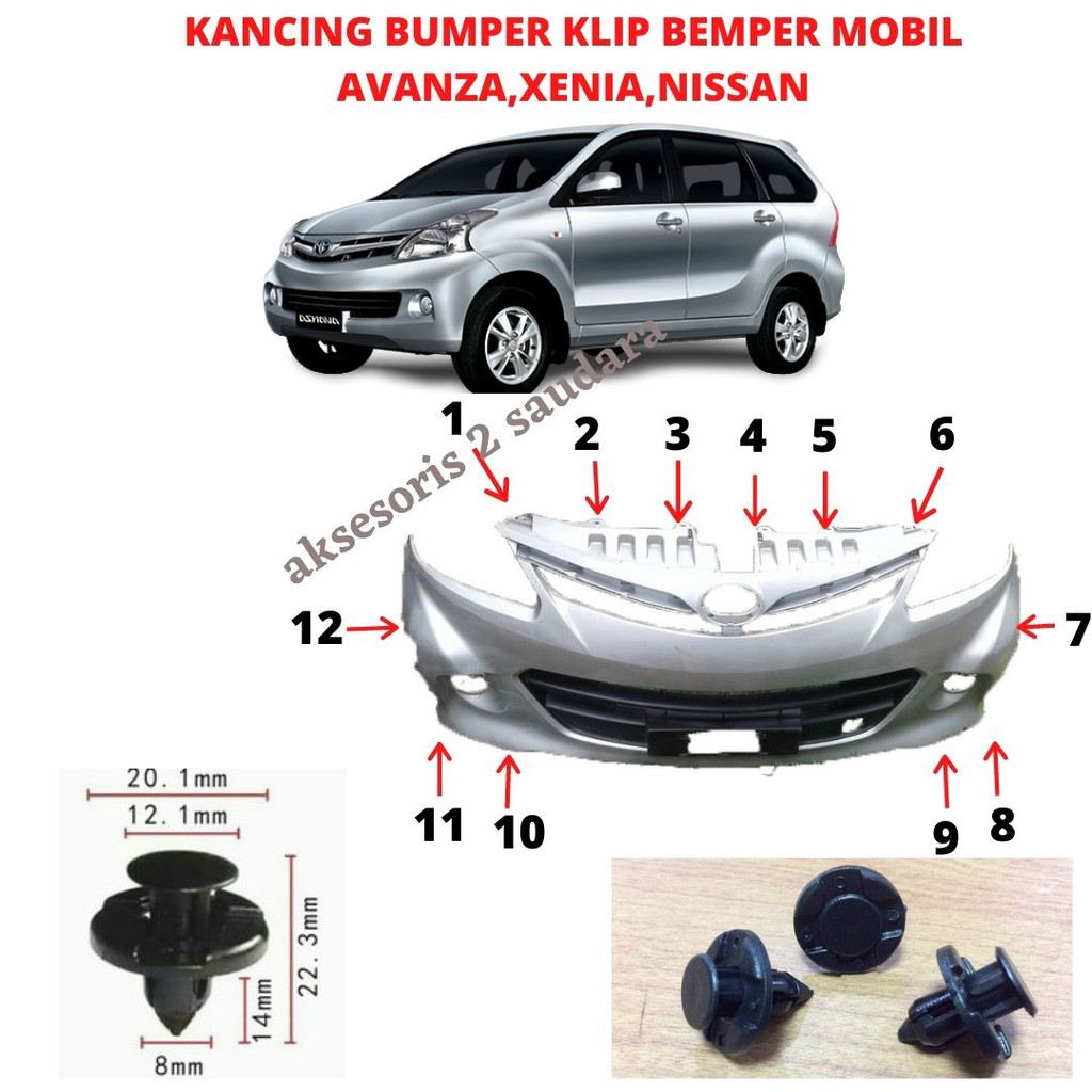 Klip Bumper Clip Bumper Grill Liner Fender Mobil Avanza Xenia Velos Nissan Daihatsu Hitam