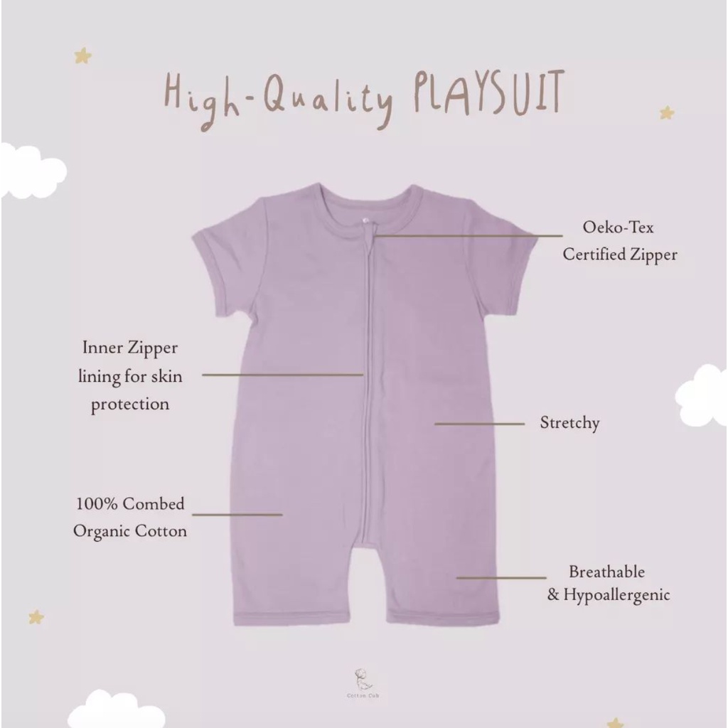 Cotton Cub Playsuit - Baju Tidur Bayi Chic Boho Colors - Jumper Baby Bodysuit Play Suit Simple Anak