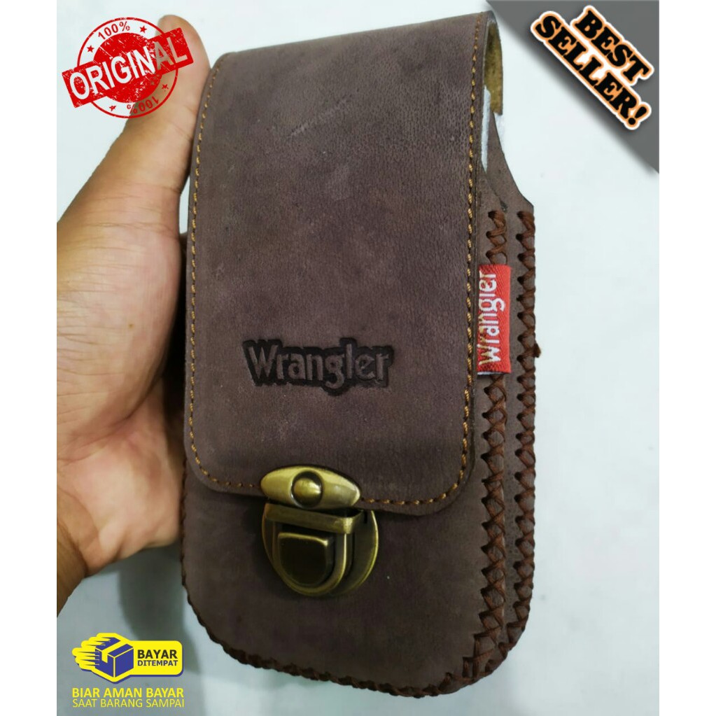 Sarung HP Pinggang Kulit Pria  Kickers, FSL, WRANGLER 100% Original Leather Model Terbaru