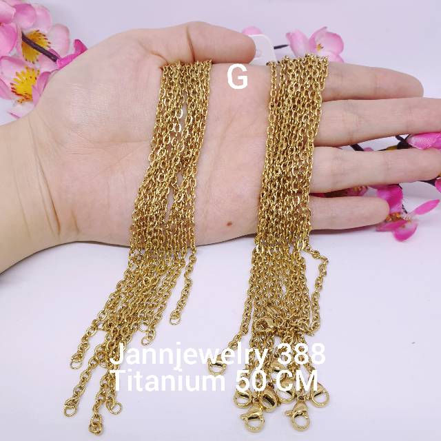 Kalung titanium belut gepeng n bulat uk 45&amp;50&amp;60cm [KP-2]