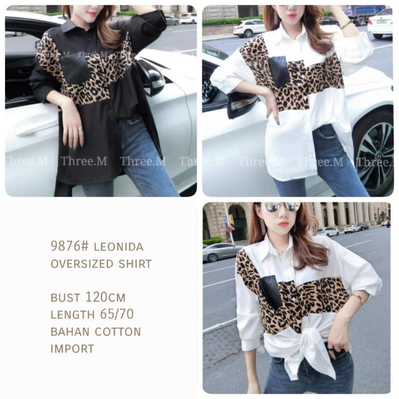 MDLV ~ 9876# Leonida Pocket Shirt Kemeja Leopard Fashion Import