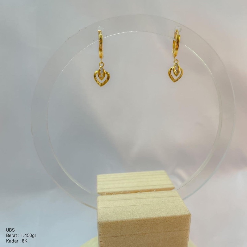 Perhiasan Anting Emas Waru Gipsy UBS 8k / 375