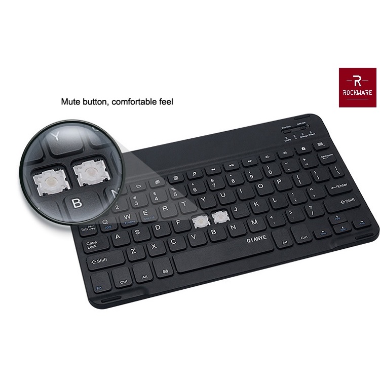 ROCKWARE HB030 - Universal Slim Bluetooth 3.0 Keyboard 10 inch