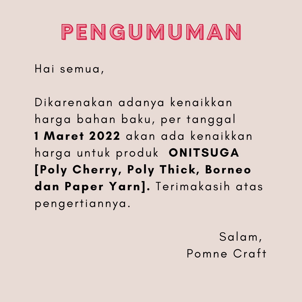 KHUSUS GROSIR - BENANG RAJUT ONITSUGA PAPER YARN / BENANG KERTAS